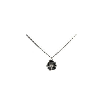 Chanel Flower Necklace with CC Logo Black Ruthenium Hardware