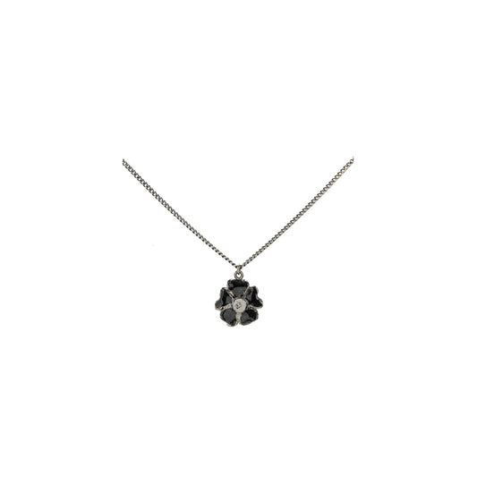 Chanel Flower Necklace with CC Logo Black Ruthenium Hardware