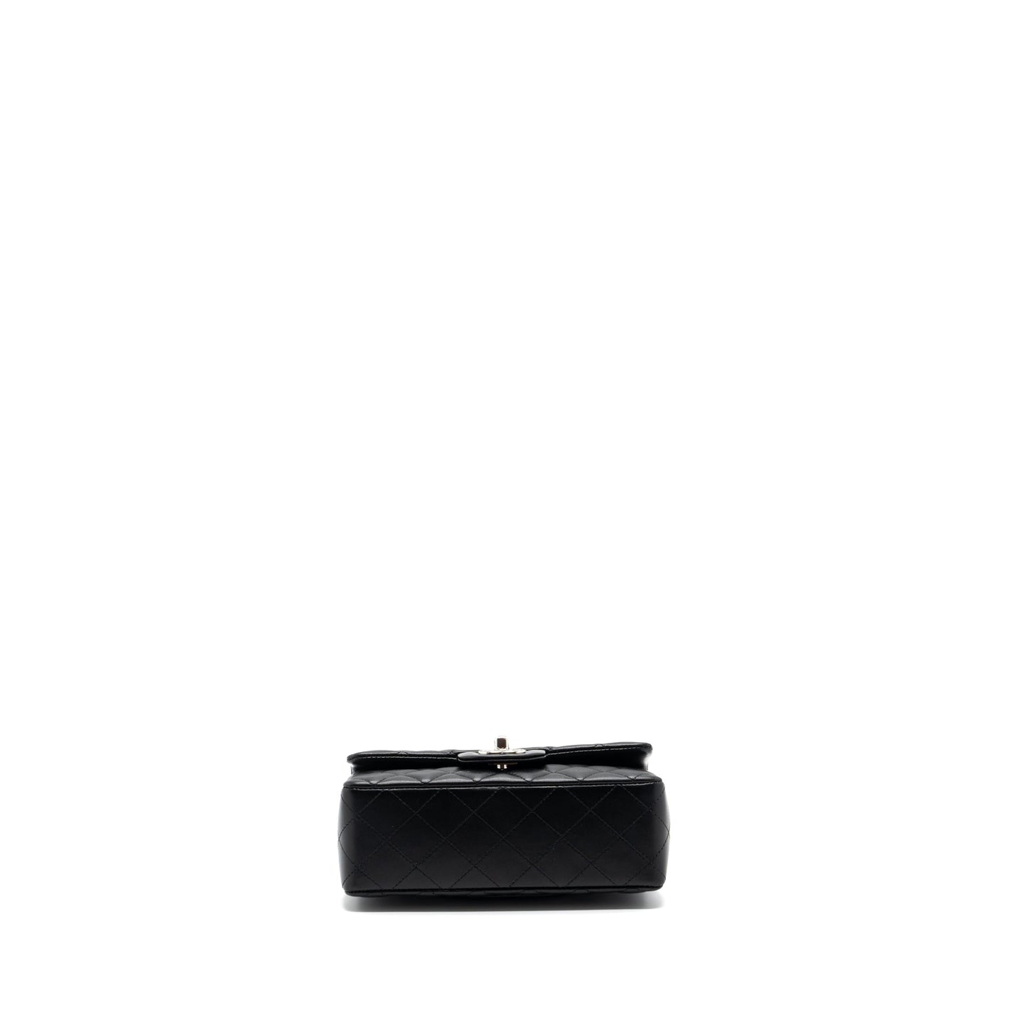 Chanel mini rectangular flap bag lambskin black   (microchip)