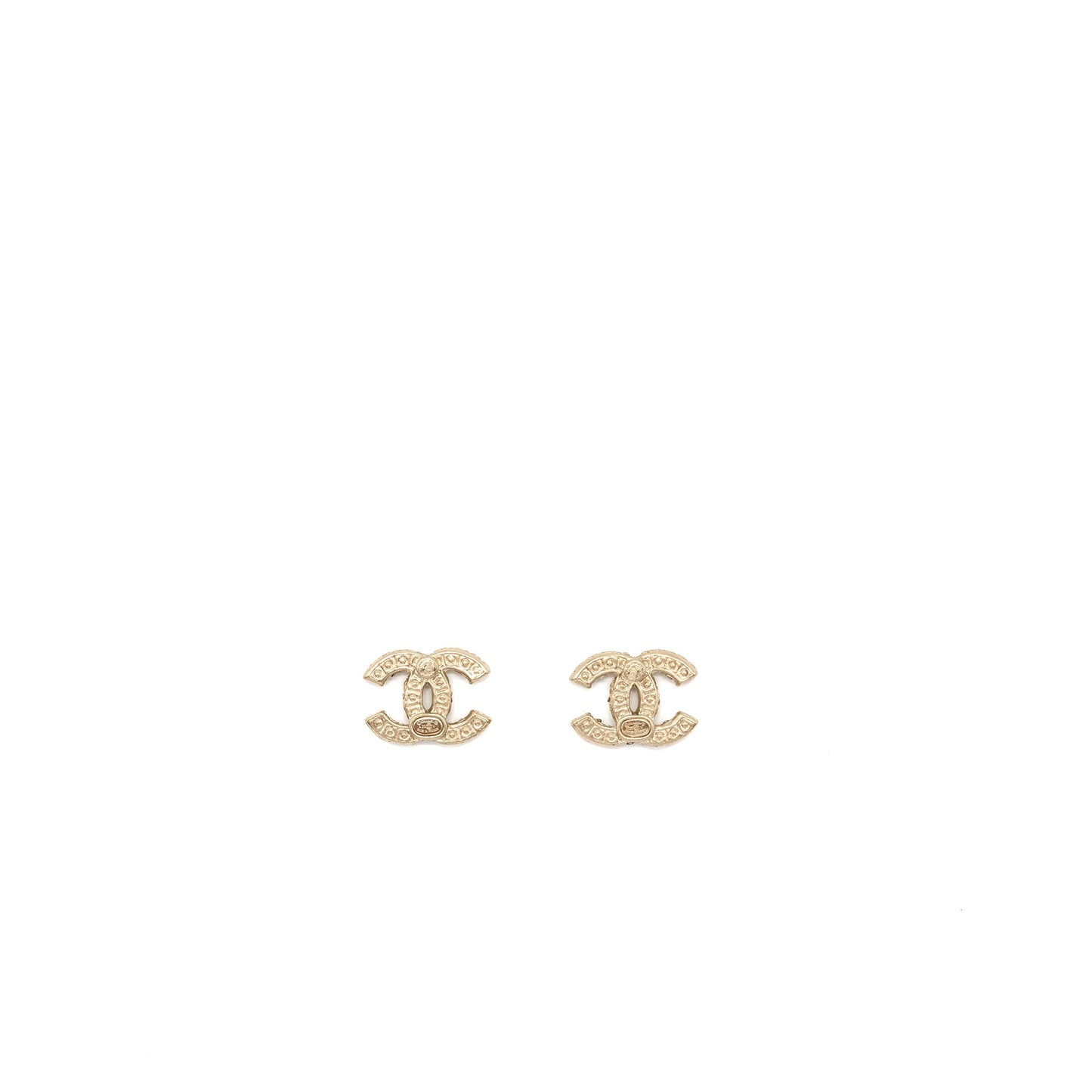 Chanel CC logo earrings with pearl light gold tone