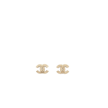 Chanel CC logo earrings with pearl light gold tone