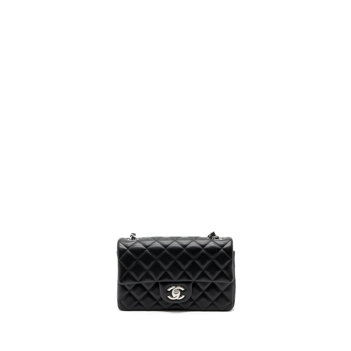 Chanel mini rectangular flap bag lambskin black  (MICrochip)