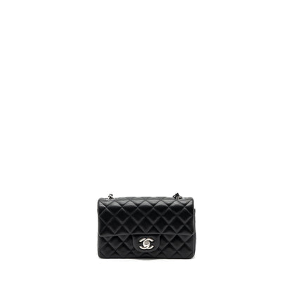 Chanel mini rectangular flap bag lambskin black  (MICrochip)
