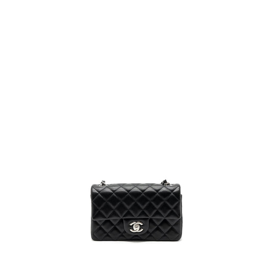 Chanel mini rectangular flap bag lambskin black  (MICrochip)
