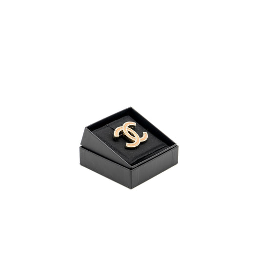 Chanel 21S CC Logo Brooch Crystal Pink