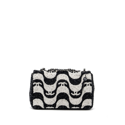 Chanel 21P Limited Edition Flap Bag Sequins/ Satin Black/ White