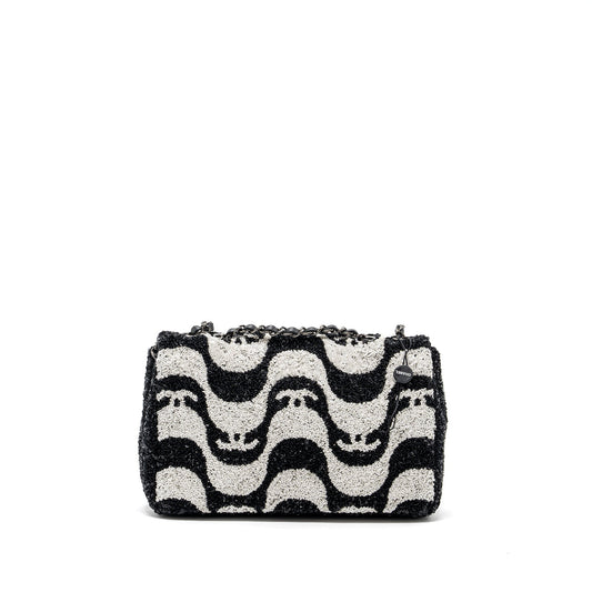Chanel 21P Limited Edition Flap Bag Sequins/ Satin Black/ White