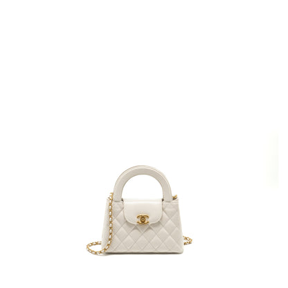Chanel mini kelly shopping tote calfskin white  (microchip)