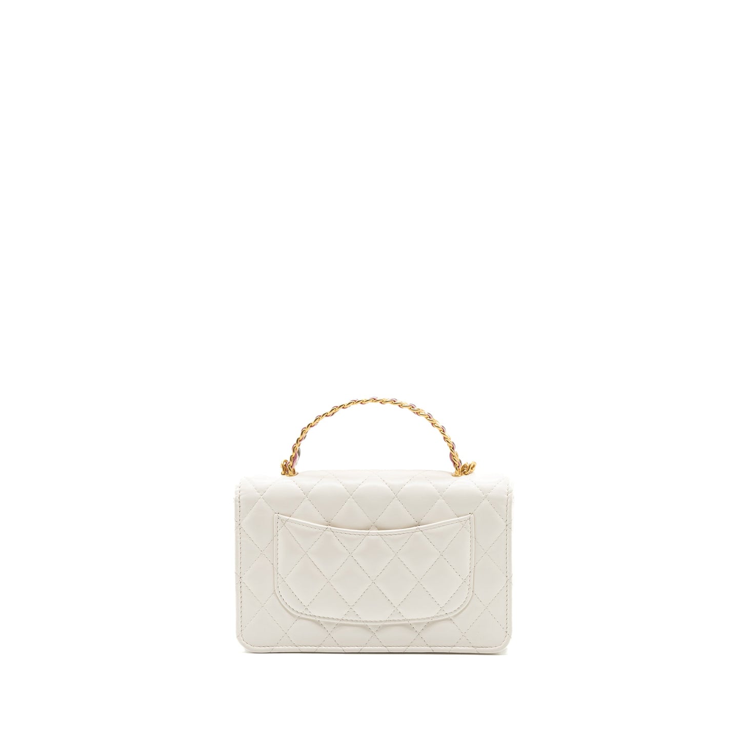 Chanel 23p Letter Top Handle Wallet On Chain Calfskin White (Microchip)