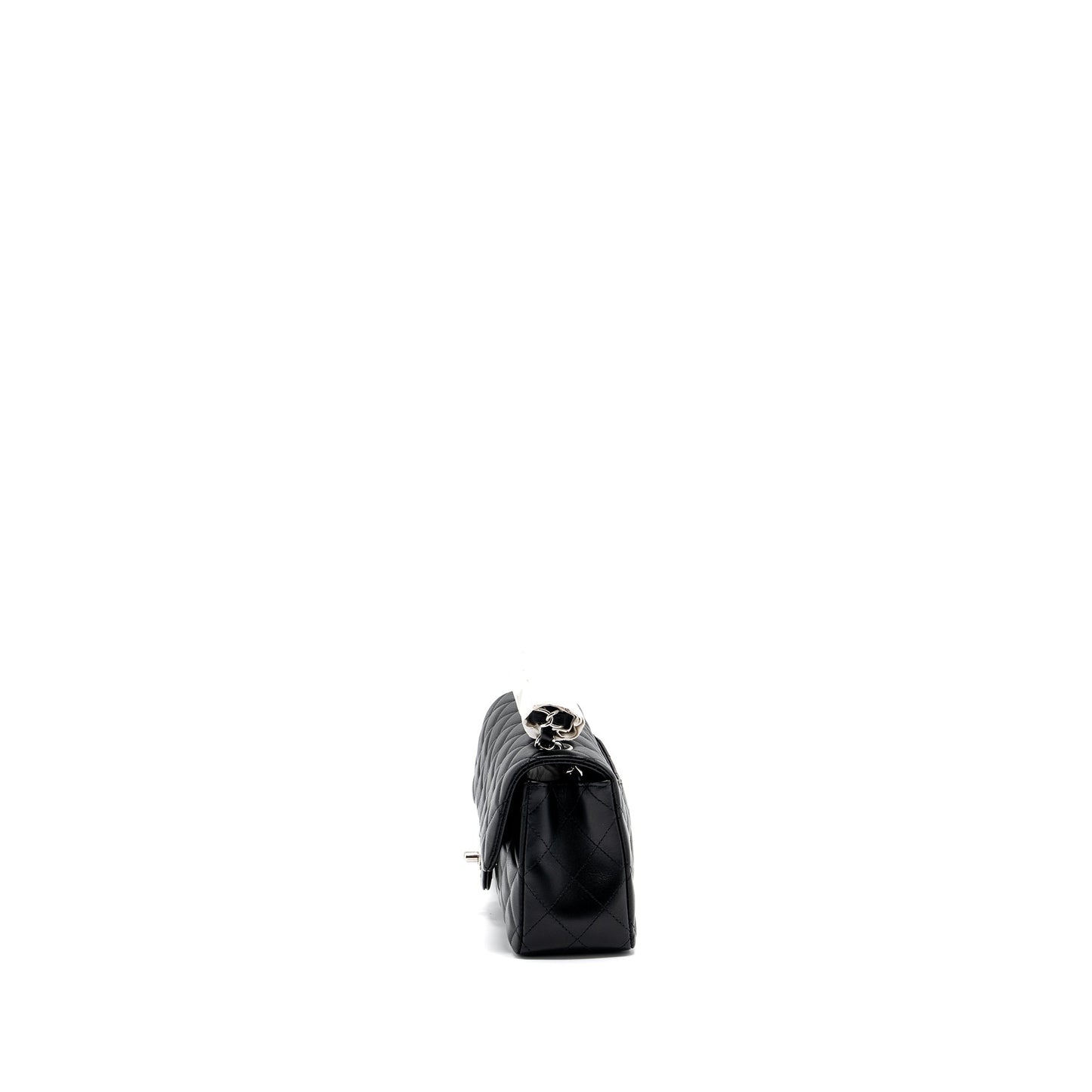 Chanel mini rectangular flap bag lambskin black   (microchip)