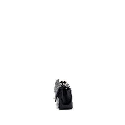 Chanel mini rectangular flap bag lambskin black   (microchip)
