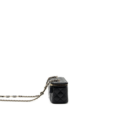 Chanel long vanity case with charms chain Calfskin Black L (microchip)