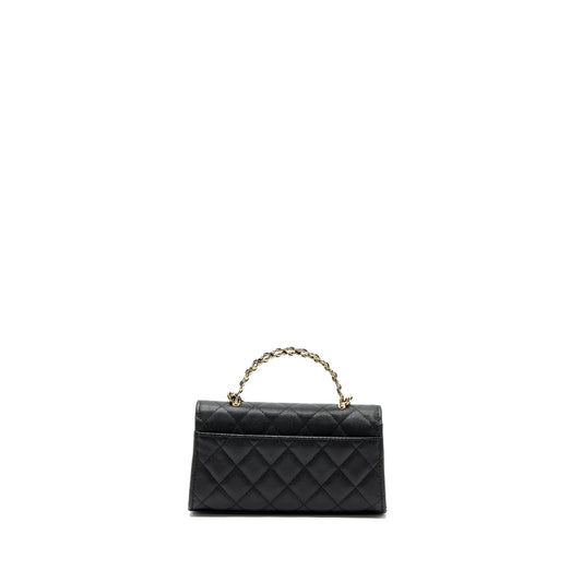 Chanel 23P Top Handle Mini Flap Bag Caviar Black L (Microchip)
