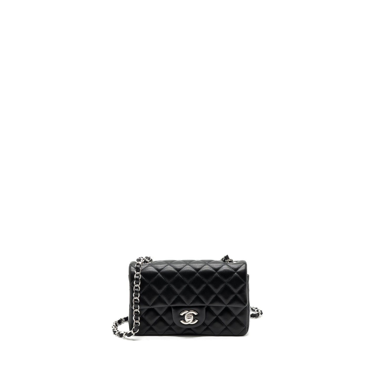 Chanel mini rectangular flap bag lambskin black  (MICrochip)