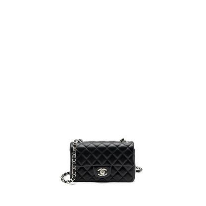 Chanel mini rectangular flap bag lambskin black  (MICrochip)