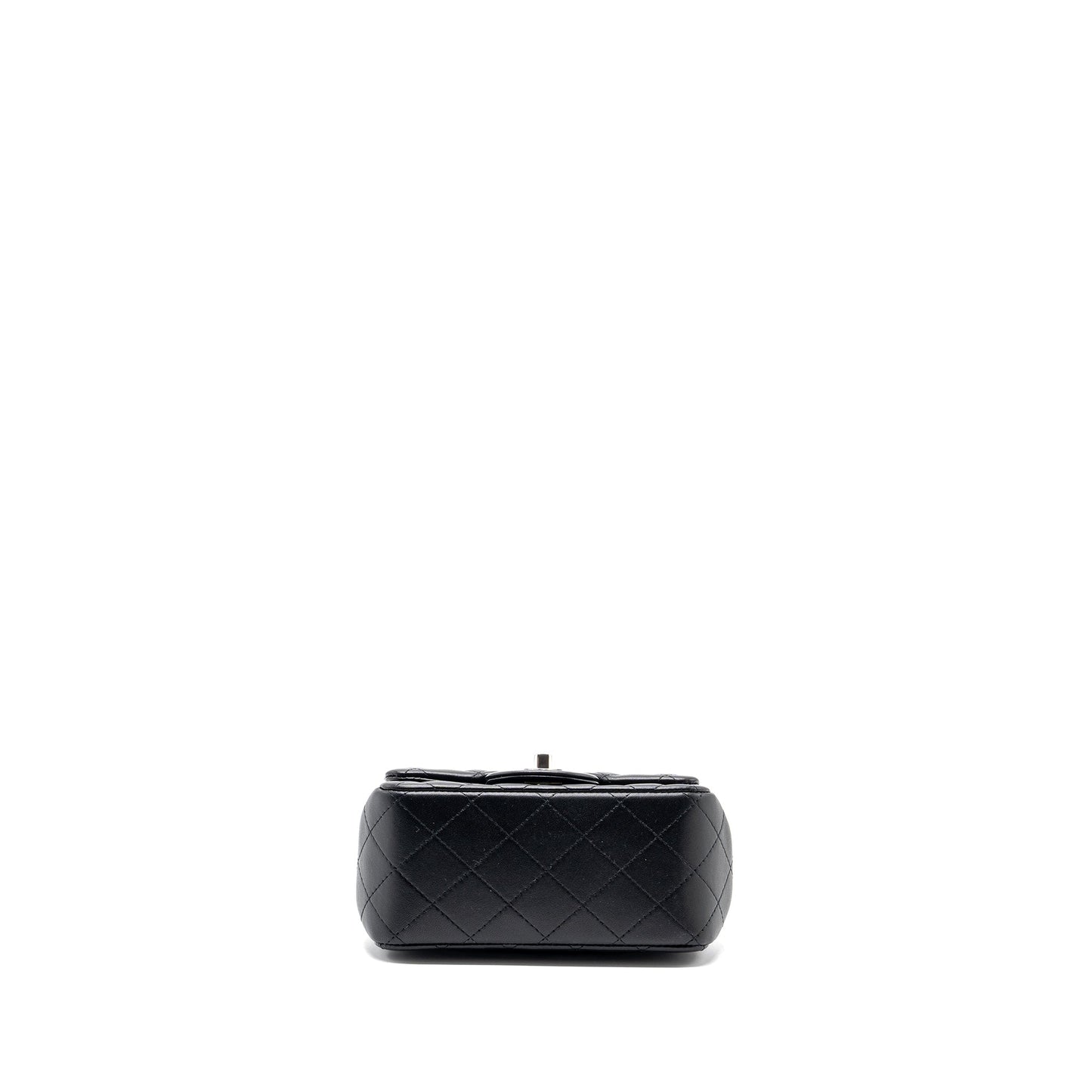 Chanel mini square flap bag lambskin black  (microchip)