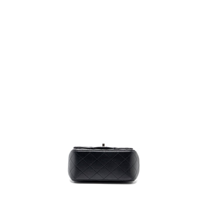 Chanel mini square flap bag lambskin black  (microchip)