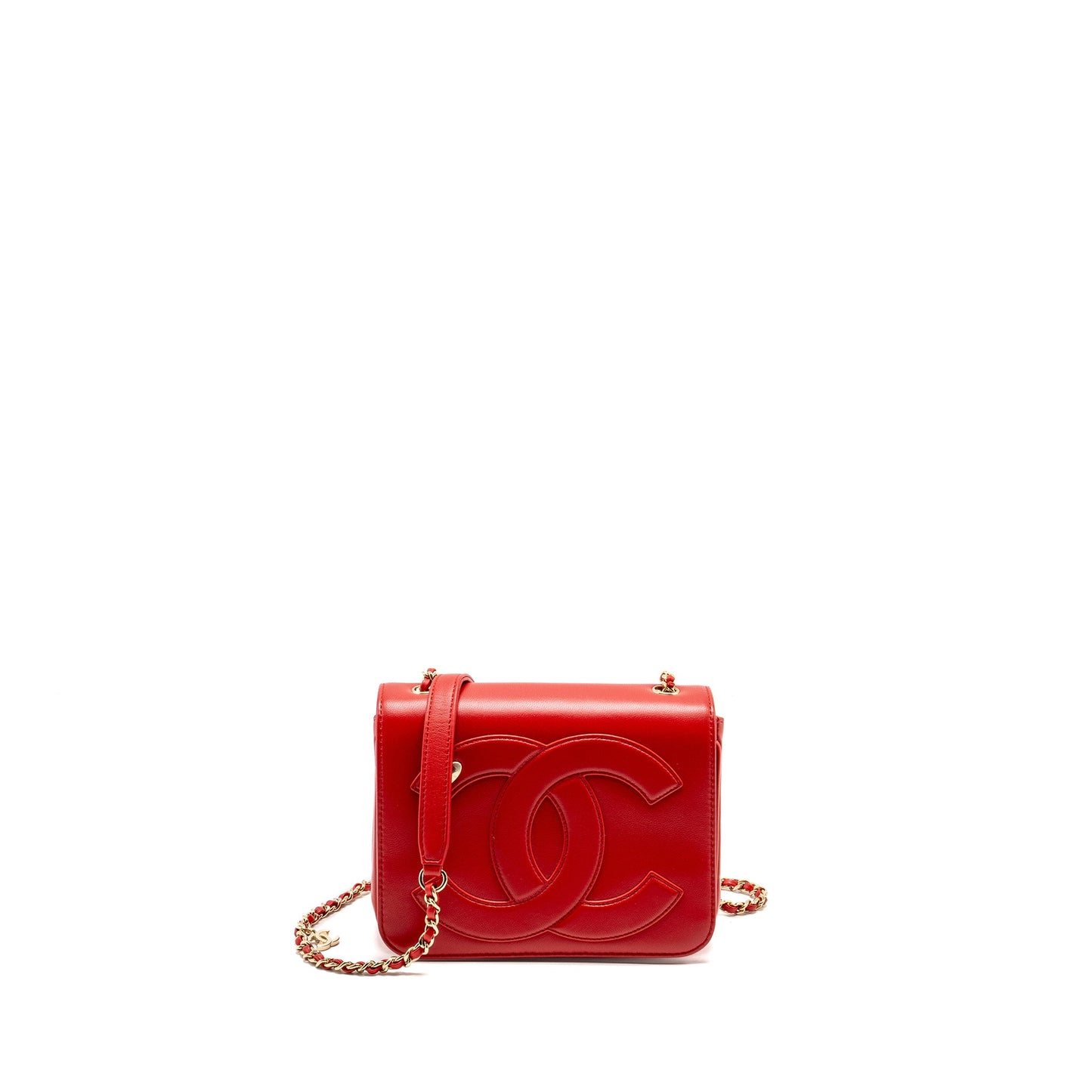 Chanel Mania Flap Bag Lambskin Red L