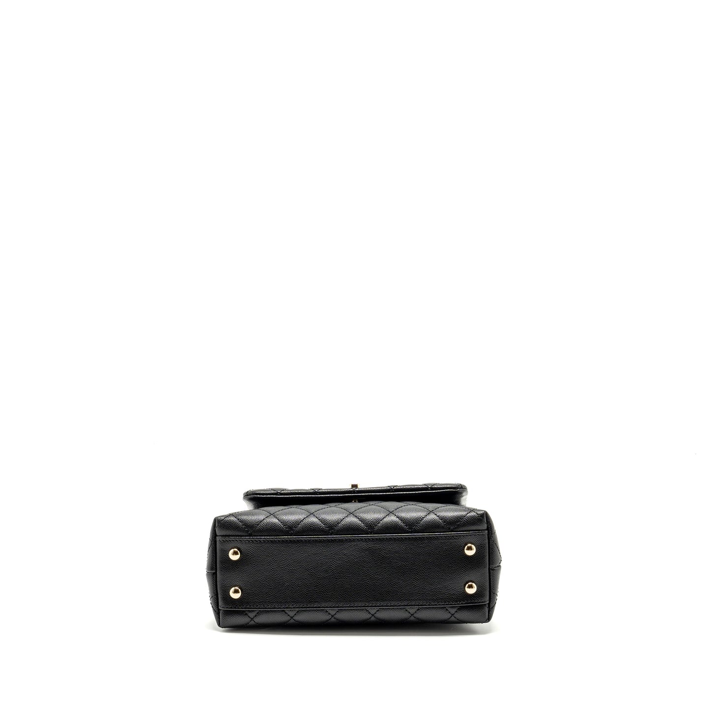 Chanel Small Coco Handle with Lizard Embossed Handle Caviar Black L