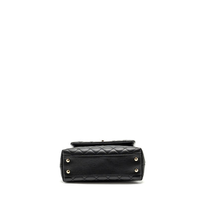 Chanel Small Coco Handle with Lizard Embossed Handle Caviar Black L