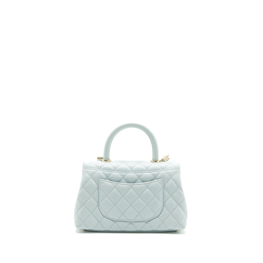 Chanel small coco handle caviar light blue L (microchip)