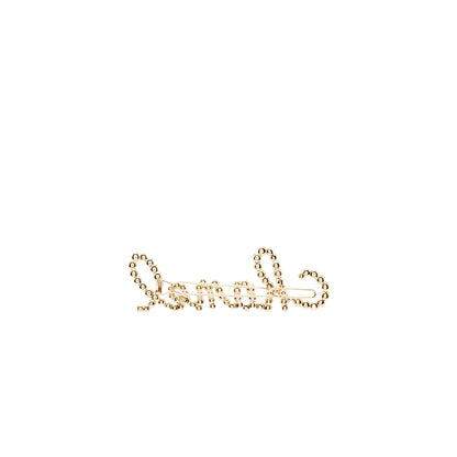 Chanel Letter Hair Clip with Crystal/Pearl Light Gold Tone