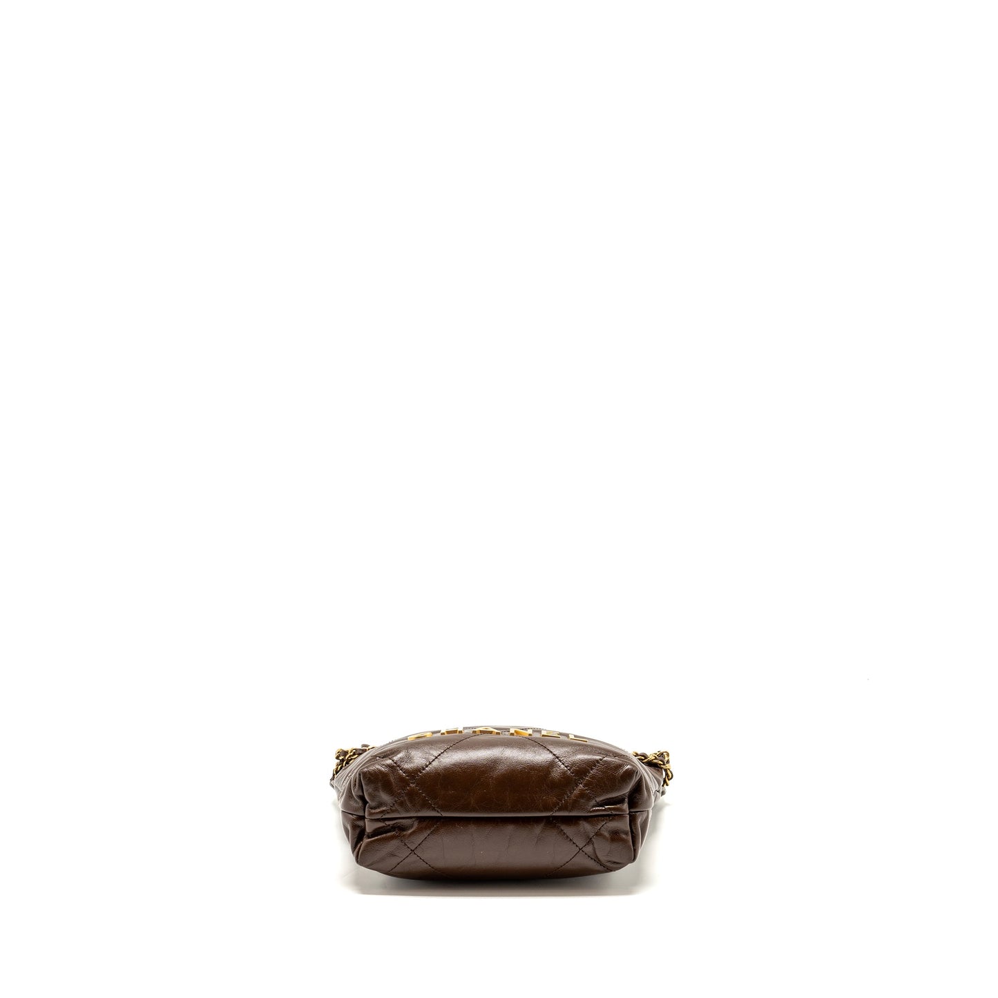 Chanel Mini 22 Bag Shiny Calfskin Chocolate  (microchip)