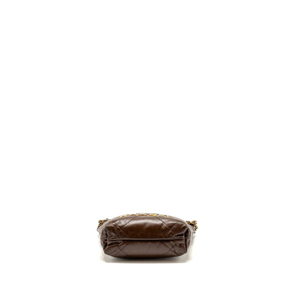 Chanel Mini 22 Bag Shiny Calfskin Chocolate  (microchip)