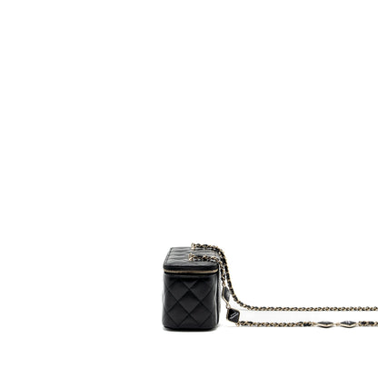 Chanel long vanity case with charms chain Calfskin Black L (microchip)