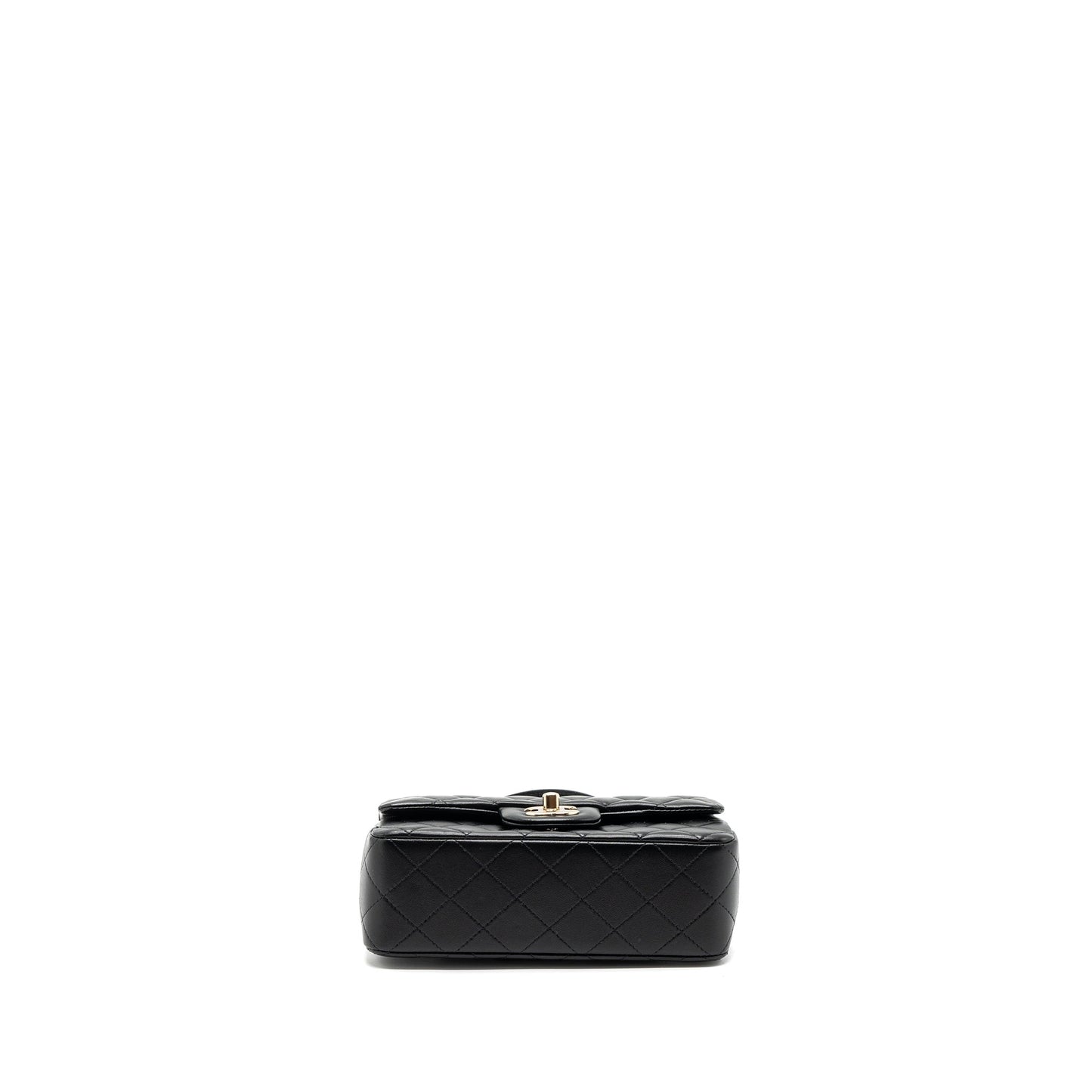 Chanel top handle mini rectangular flap bag lambskin black L (microchip)