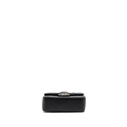 Chanel top handle mini rectangular flap bag lambskin black L (microchip)