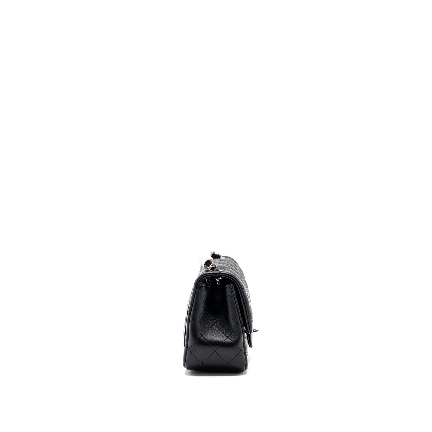 Chanel mini square flap bag lambskin black  (microchip)