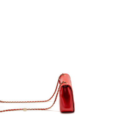 Chanel Mania Flap Bag Lambskin Red L