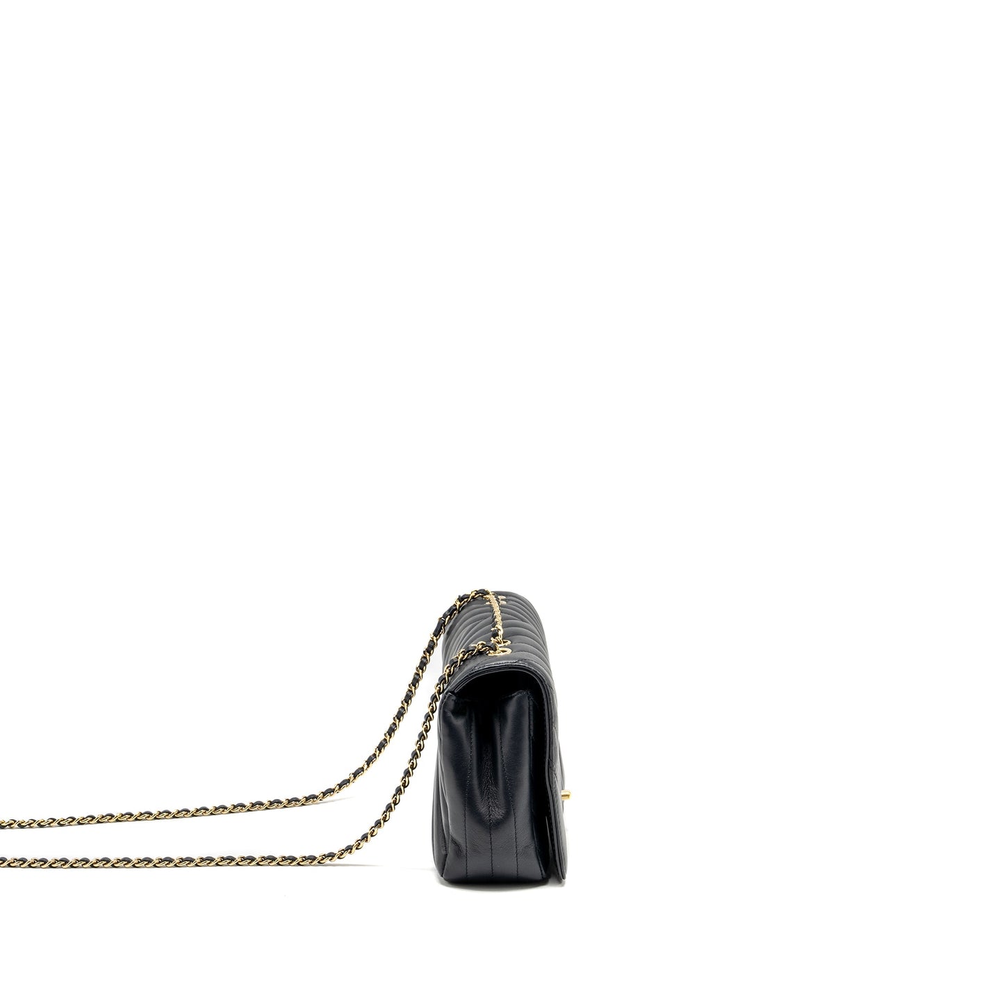 Chanel Seasonal Chevron Flap Bag Calfskin Dark Navy L