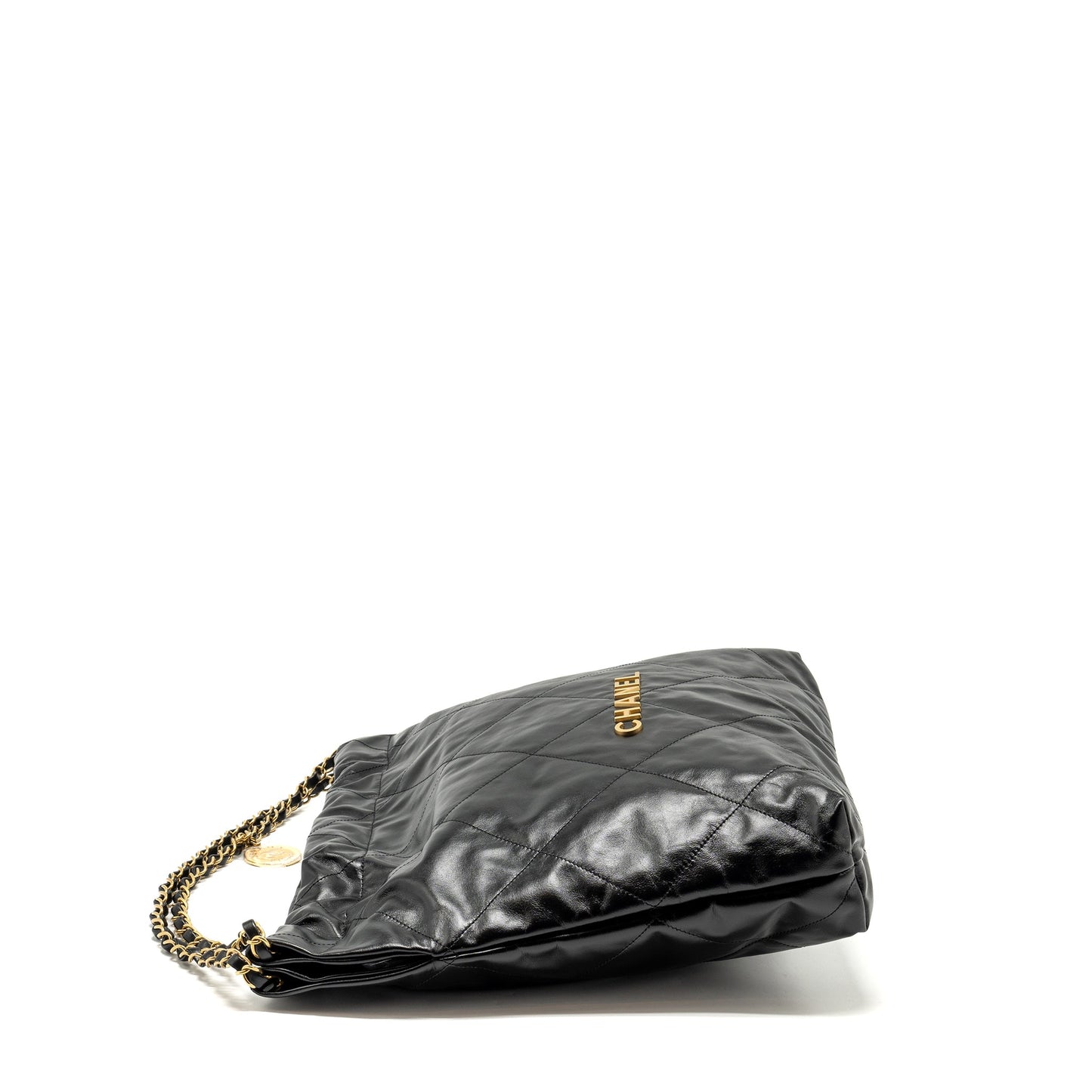 Chanel Medium 22 Bag Shiny Calfskin Black  (microchip)