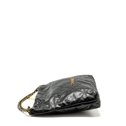 Chanel Medium 22 Bag Shiny Calfskin Black  (microchip)