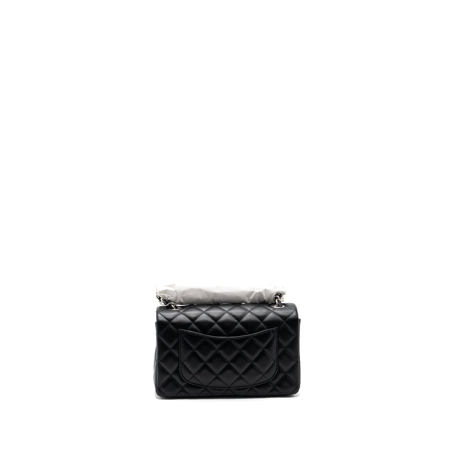 Chanel mini rectangular flap bag lambskin black   (microchip)