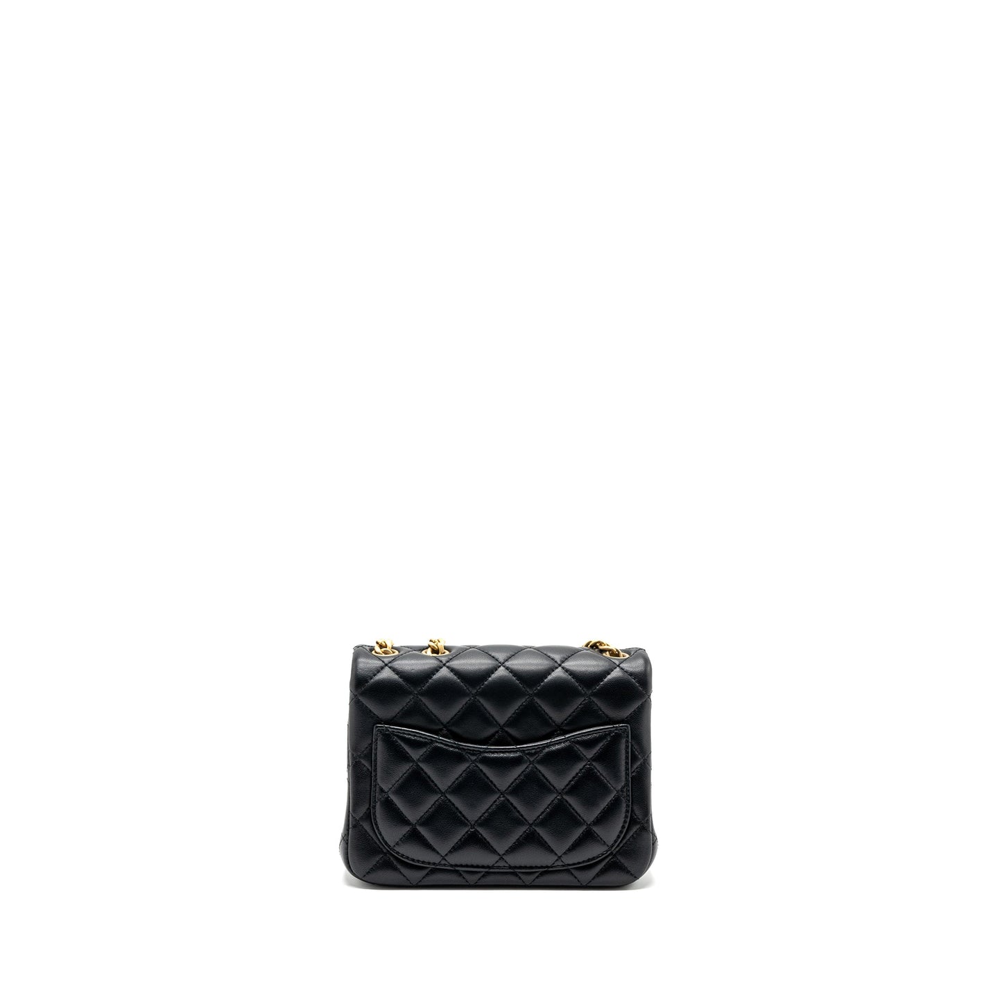 Chanel Camellia adjustable chain mini square flap bag lambskin black  (microchip)