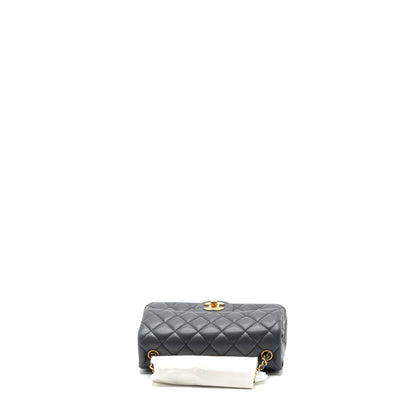 Chanel 23K pearl crush mini rectangular flap bag lambskin dark grey