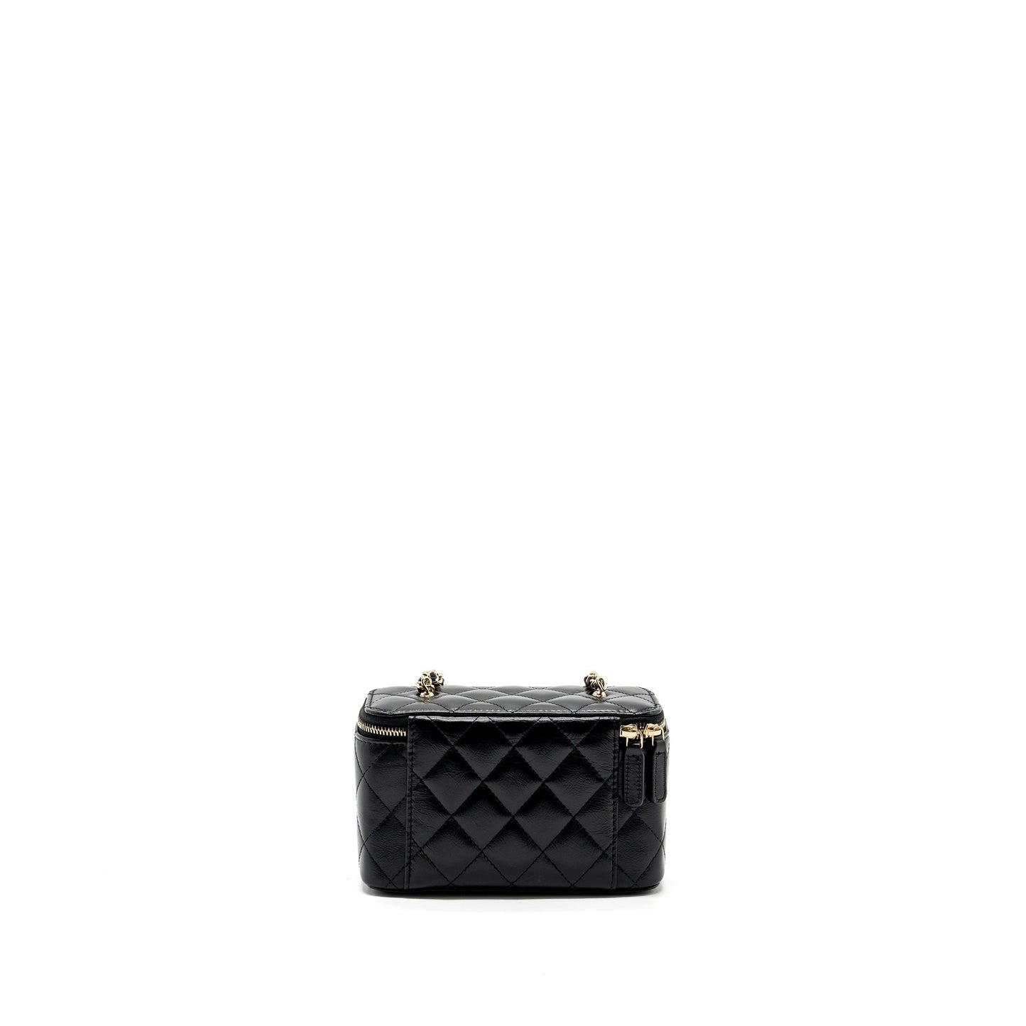 Chanel long vanity case with charms chain Calfskin Black L (microchip)