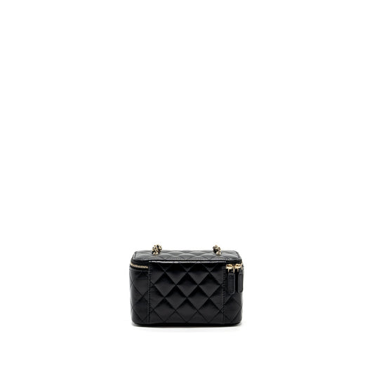 Chanel long vanity case with charms chain Calfskin Black L (microchip)