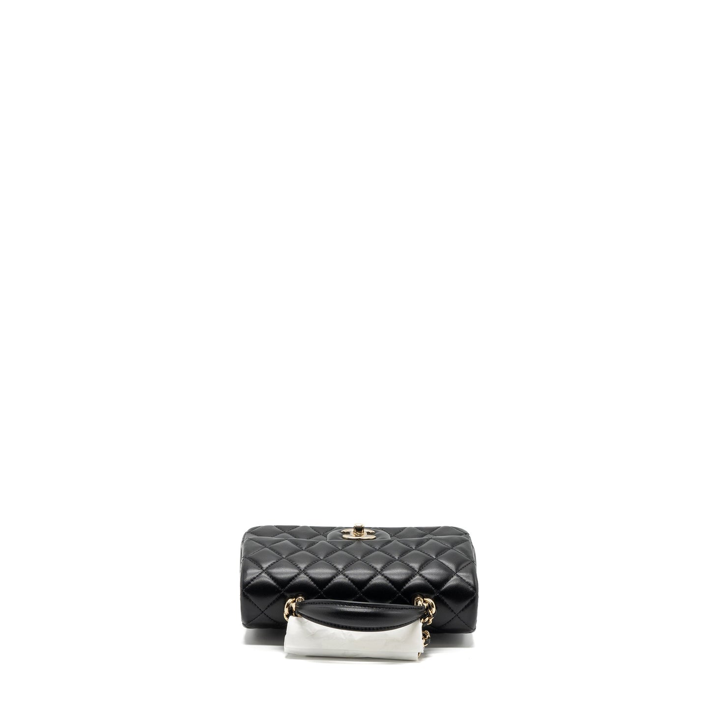 Chanel top handle mini rectangular flap bag lambskin black L (microchip)