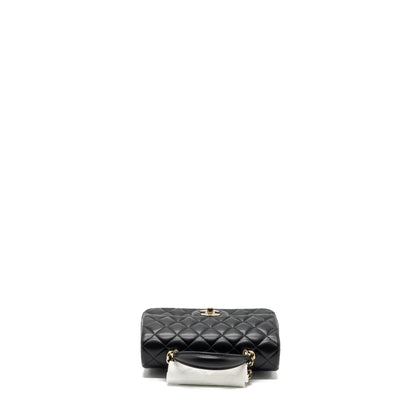 Chanel top handle mini rectangular flap bag lambskin black L (microchip)