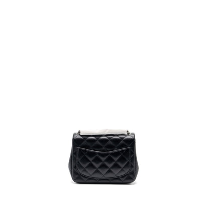Chanel mini square flap bag lambskin black  (microchip)