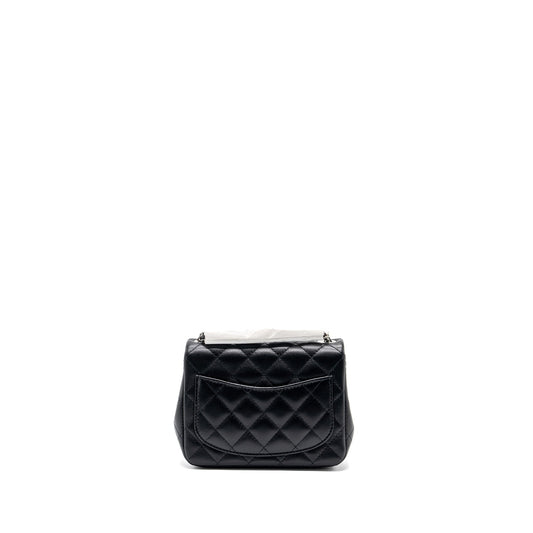 Chanel mini square flap bag lambskin black  (microchip)