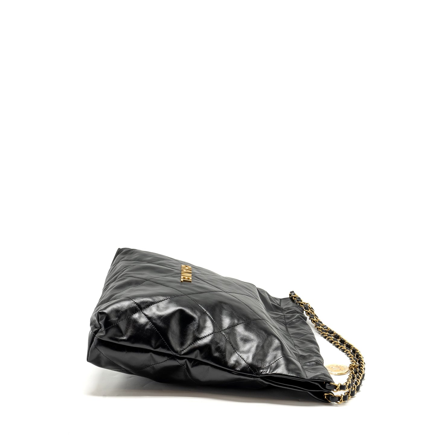 Chanel Medium 22 Bag Shiny Calfskin Black  (microchip)