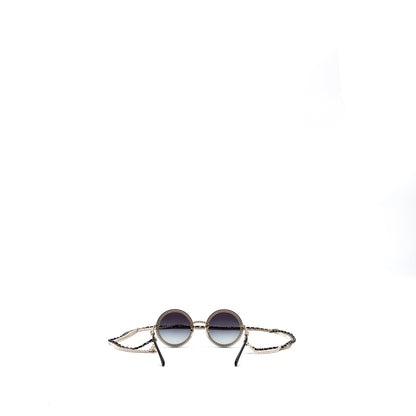 Chanel Round Sunglasses With Chain Dark Grey L