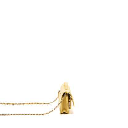 Chanel Mini Business Affinity Wallet On Chain Caviar Yellow L (microchip)