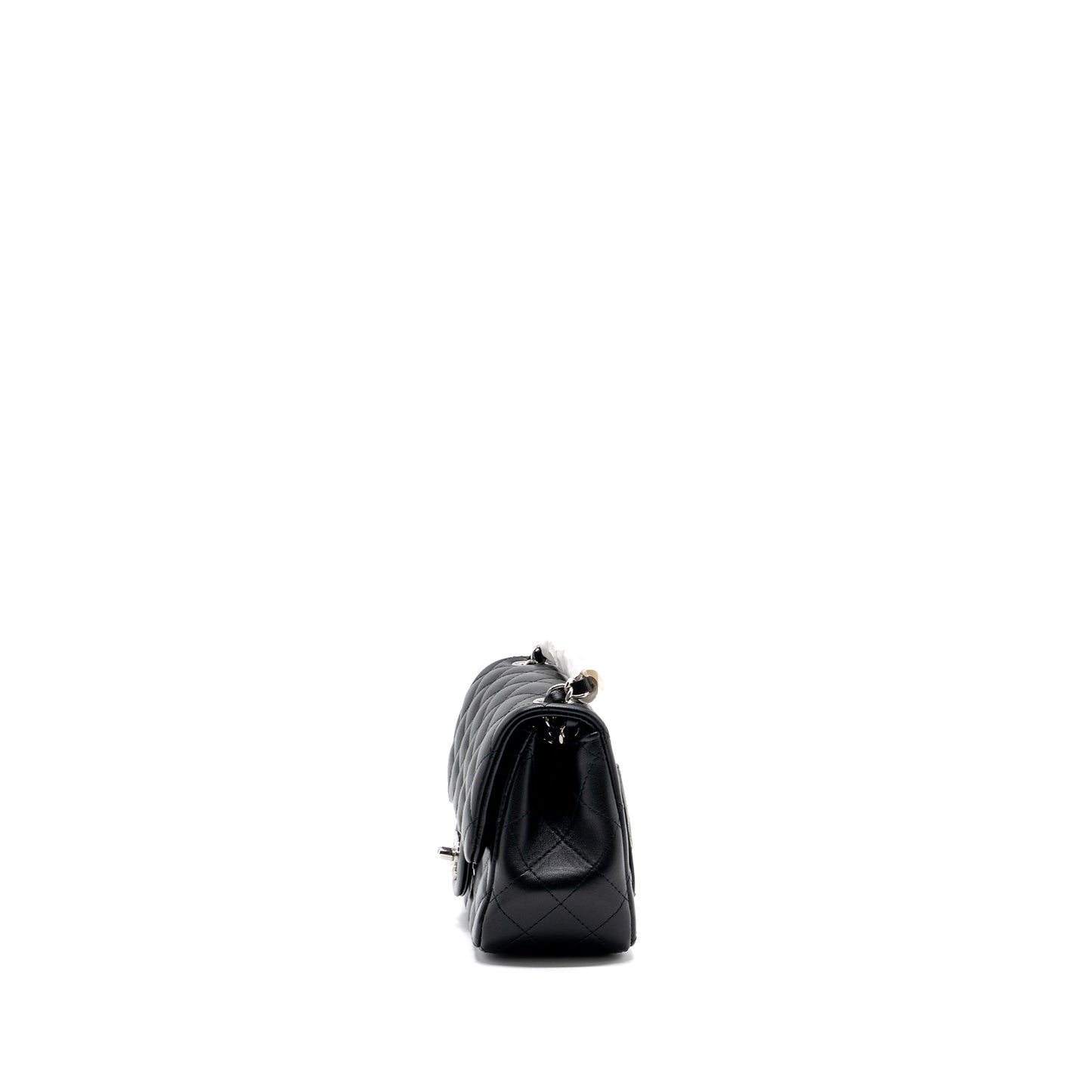 Chanel mini square flap bag lambskin black  (microchip)