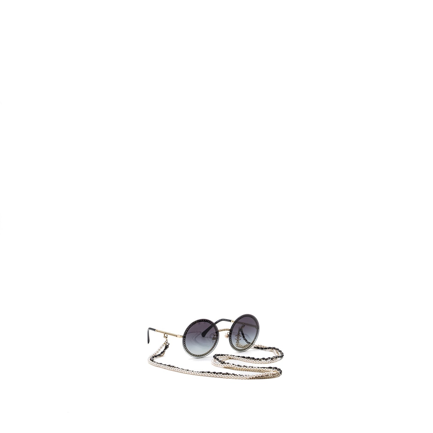 Chanel Round Sunglasses With Chain Dark Grey L